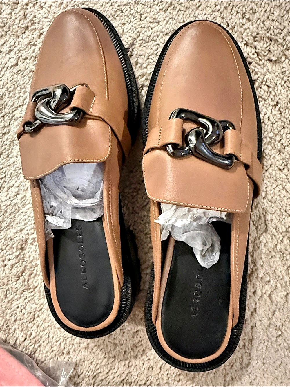 Aerosoles Chain Detail Mules in Brown brand new